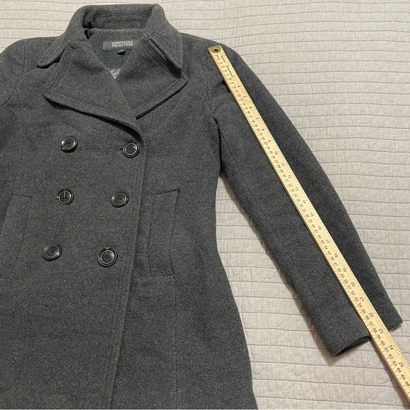 Kenneth Cole Reaction Gray Wool Blend Double Breast Jacket Pea Coat Size 2 - Picture 4 of 14